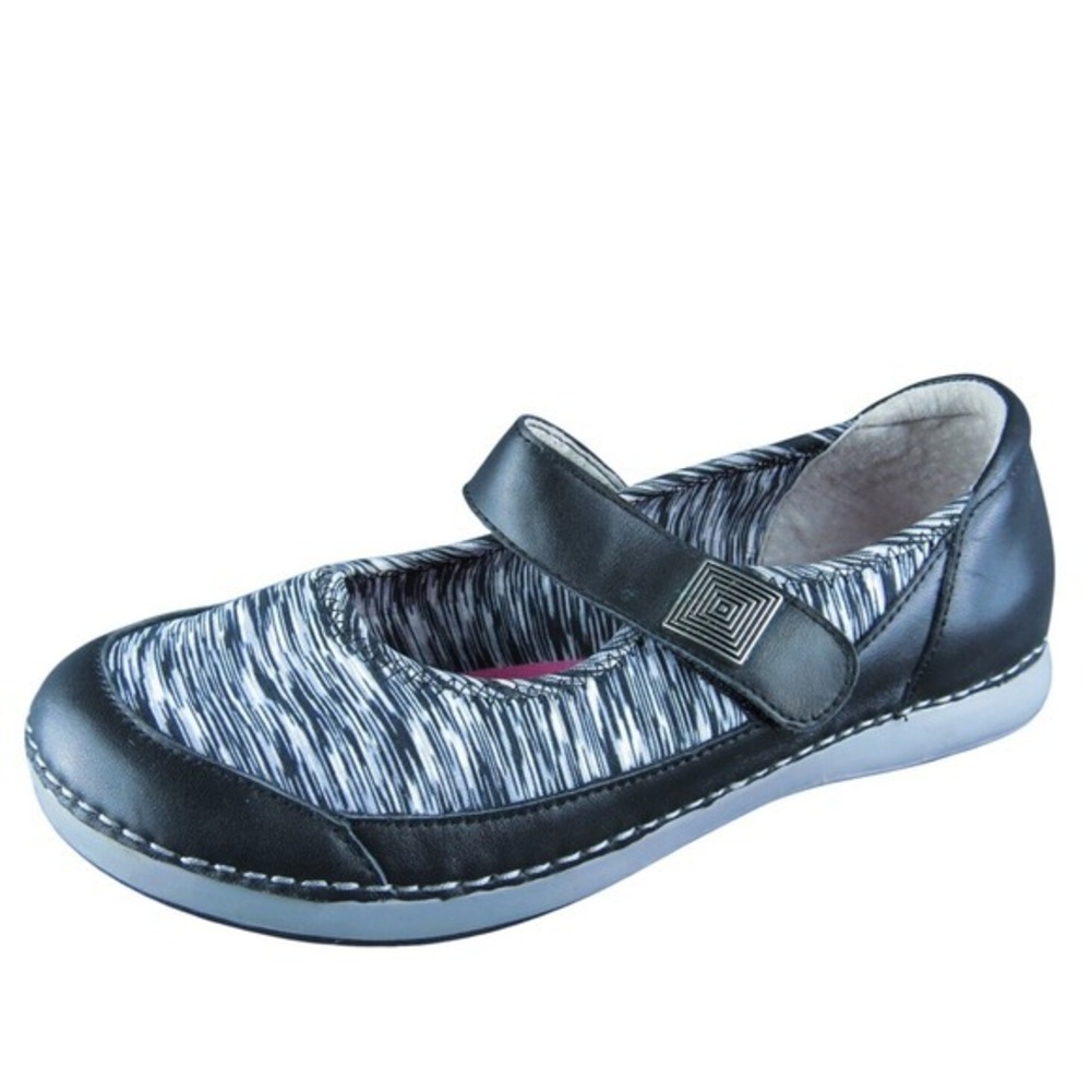 Alegria GEM Women Mary Jane Shoes Size 38 Medium Black Leather Hook‎ & Loop